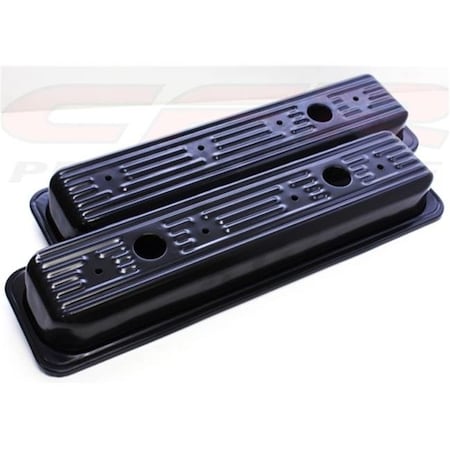 Cfr Performance CFR HZ-9842-PBK 1958 - 86 Chevy Small Block 350 Short Steel Valve Covers - Edp Black 350 Logo HZ-9702-PBK